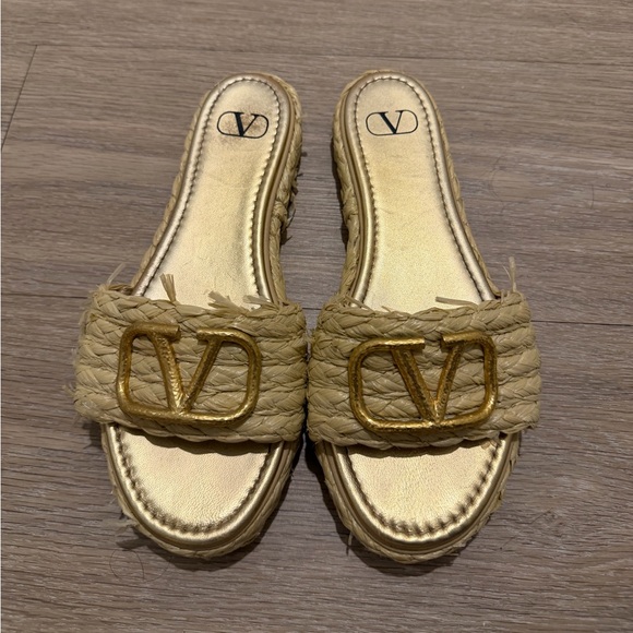 Valentino Women's Gold and Tan Espadrille Sandals - Picture 3 of 3